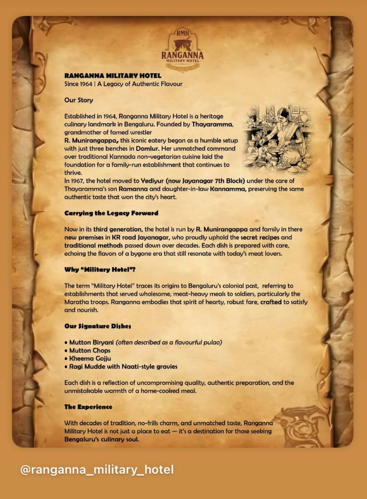 Ranganna Military Hotel menu