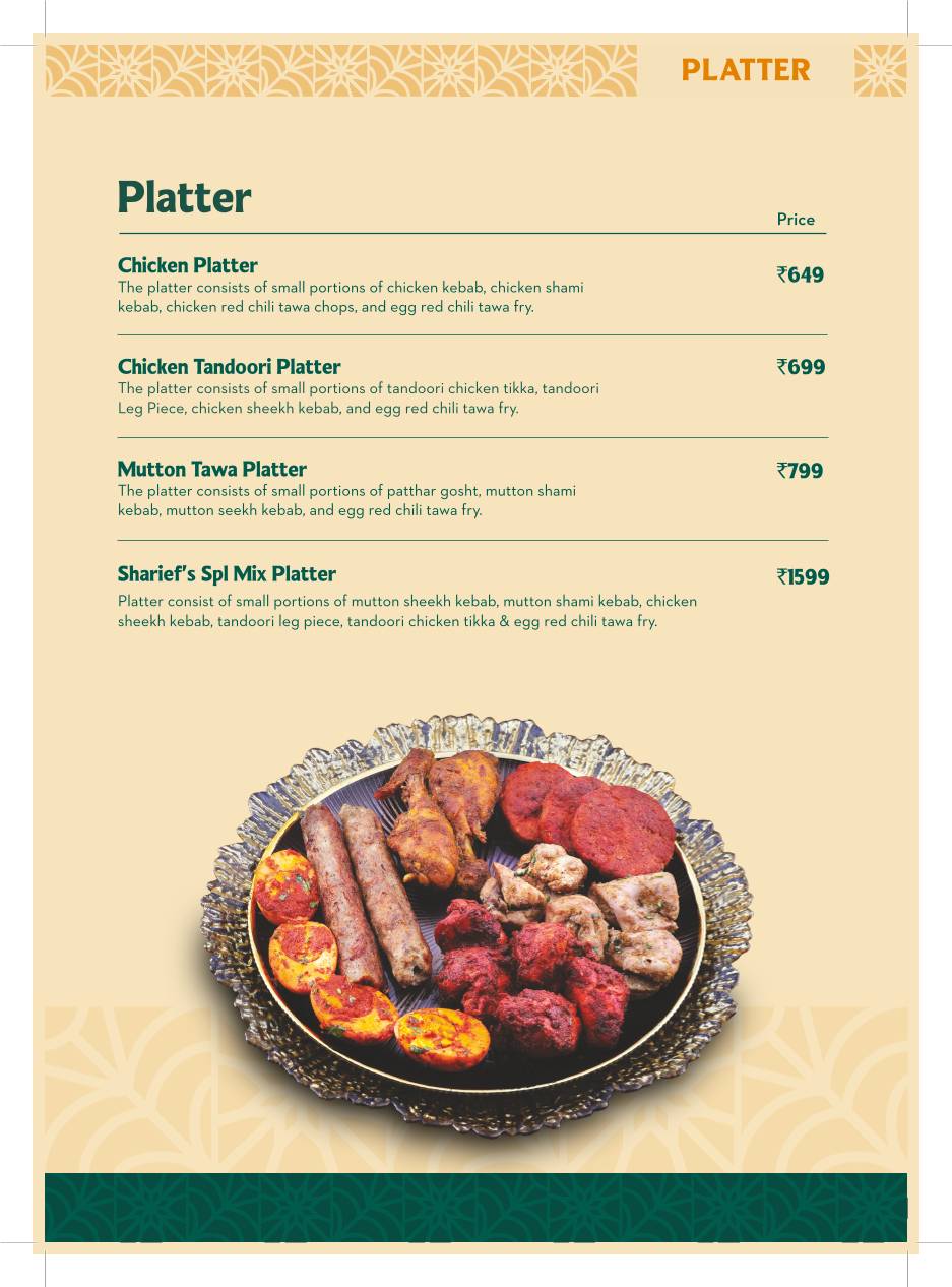 Sharief Bhai Biryani Basaveshwara Nagar menu