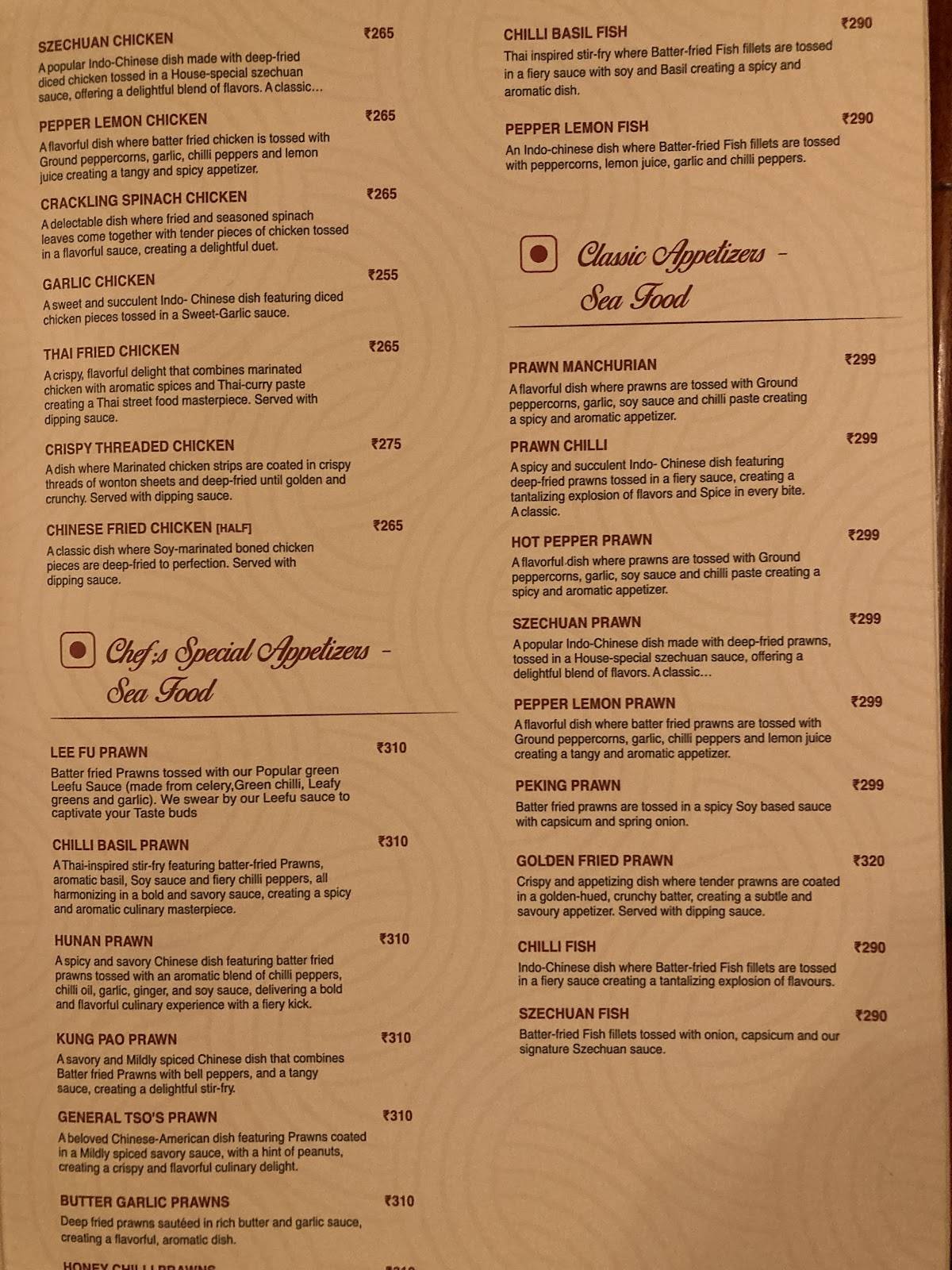 Szechuan Dragon menu