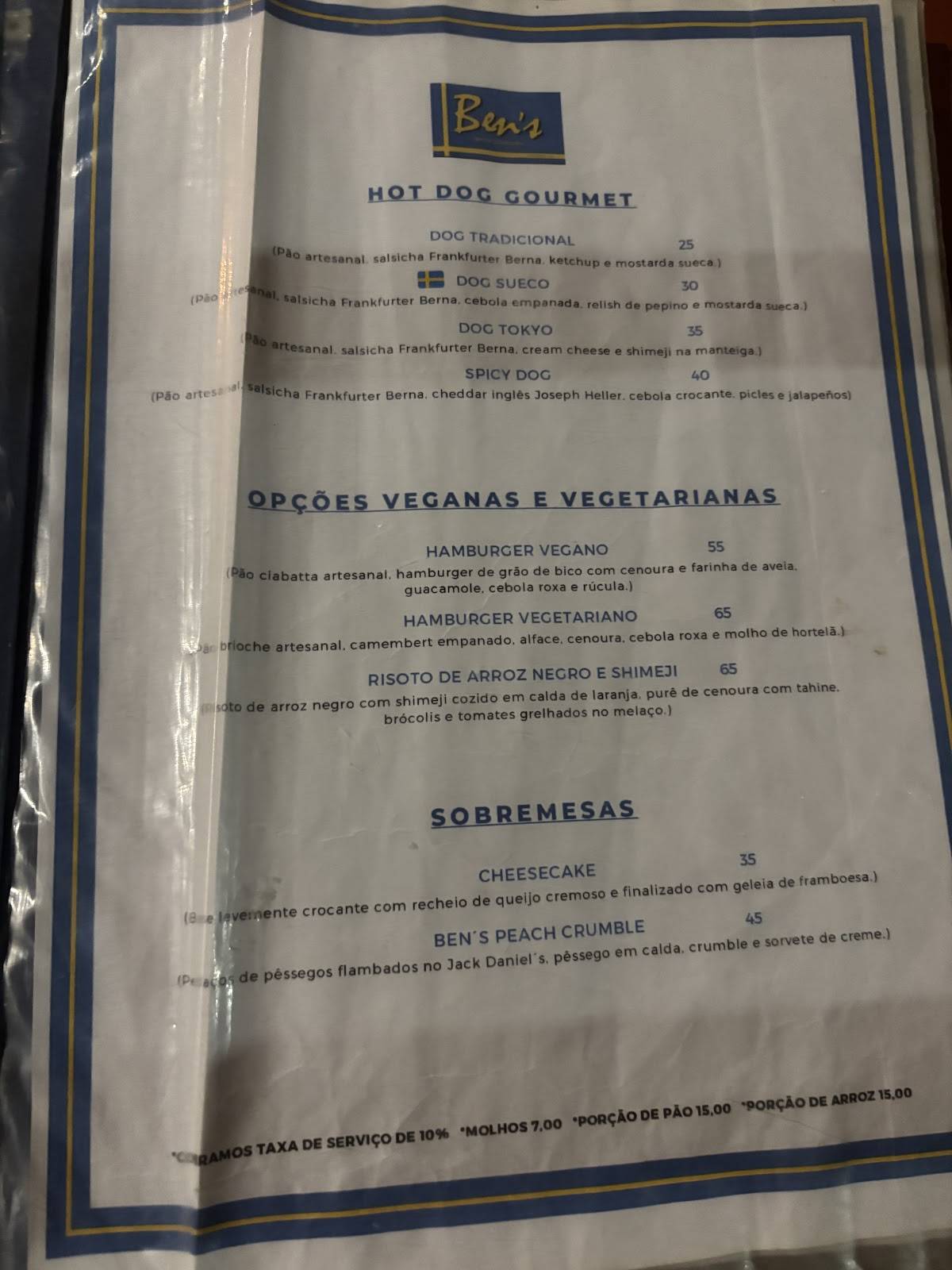 Ben's Bar & Comidaria cardápio
