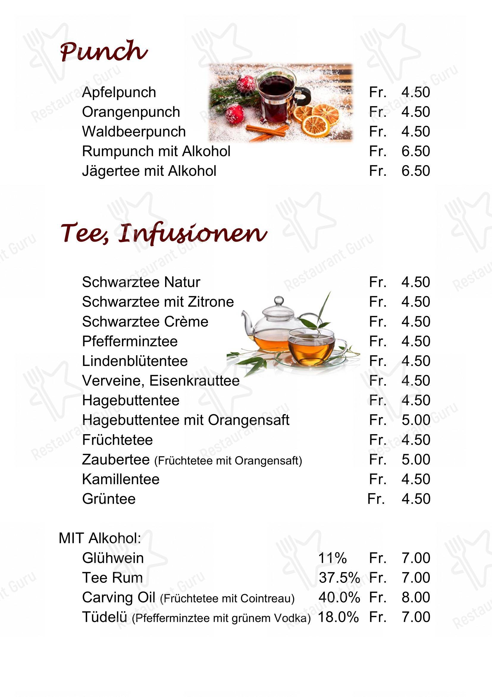 Menu per Berggasthaus Alpenrösli ristorante