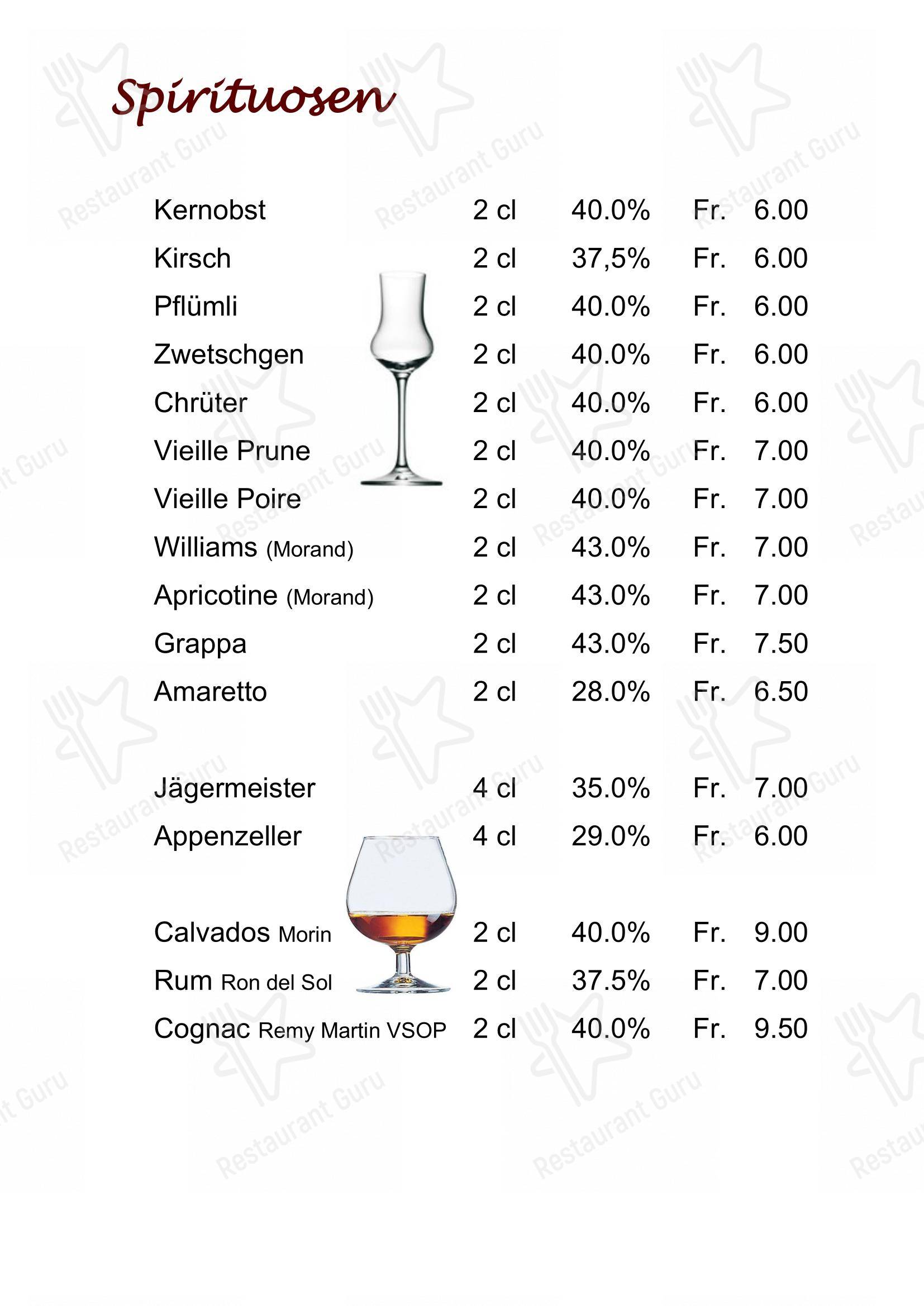 Menu per Berggasthaus Alpenrösli ristorante
