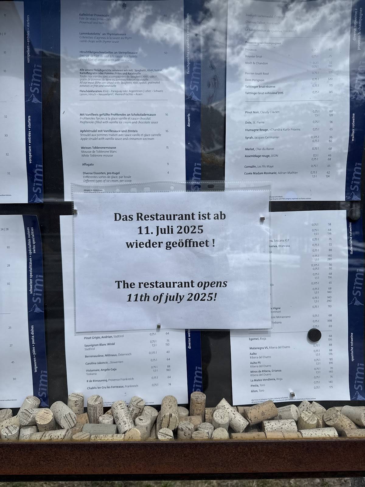Menu di Bergrestaurant Simi 