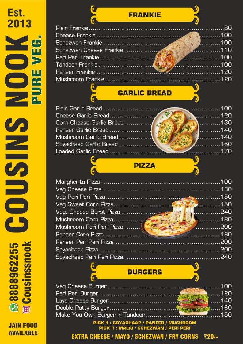 Cousin's Nook menu