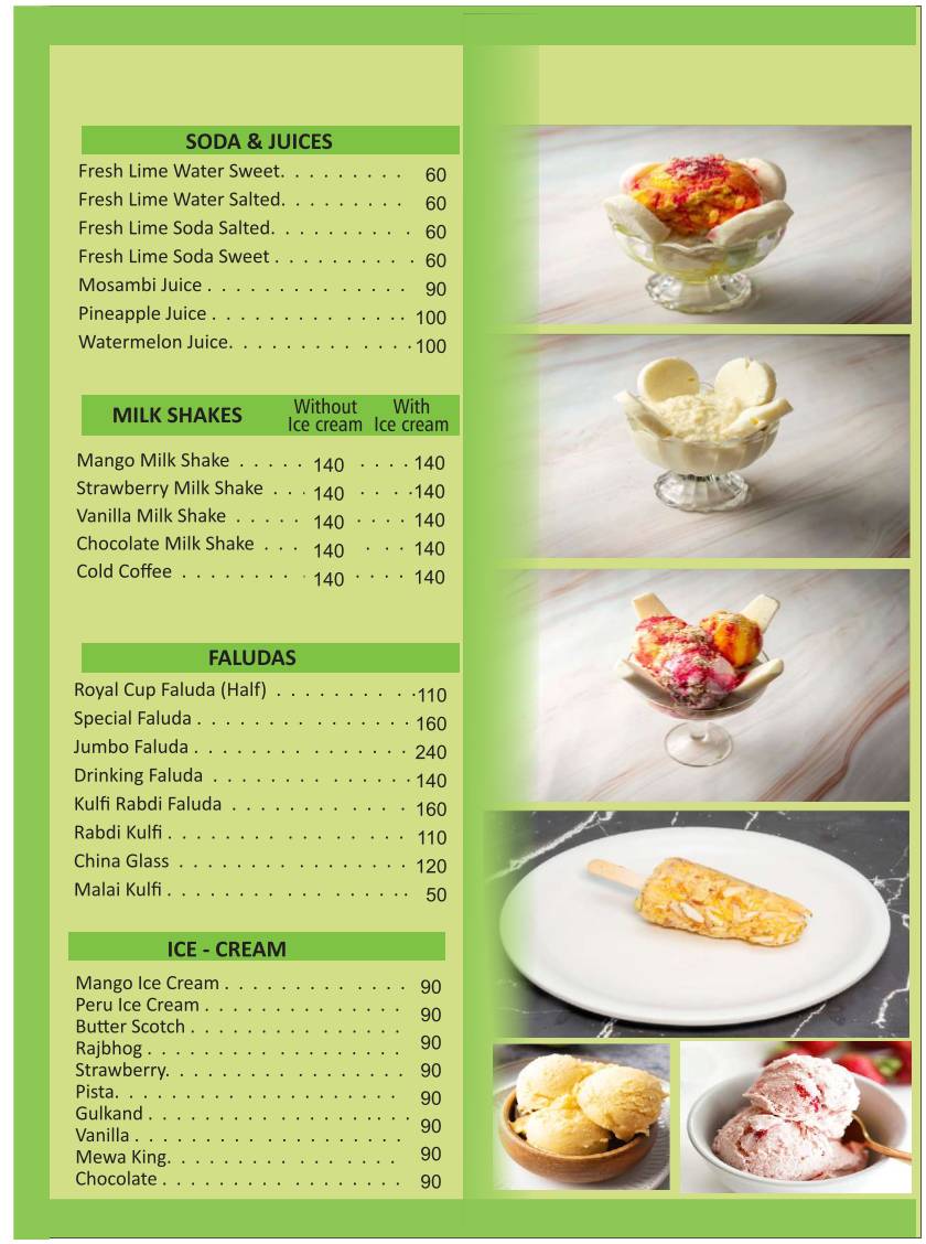 Royal Ice Cream Fine Dine (Since 1975) menu