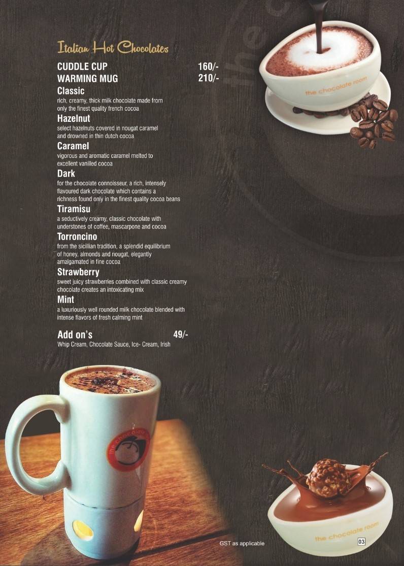 THE CHOCOLATE ROOM menu