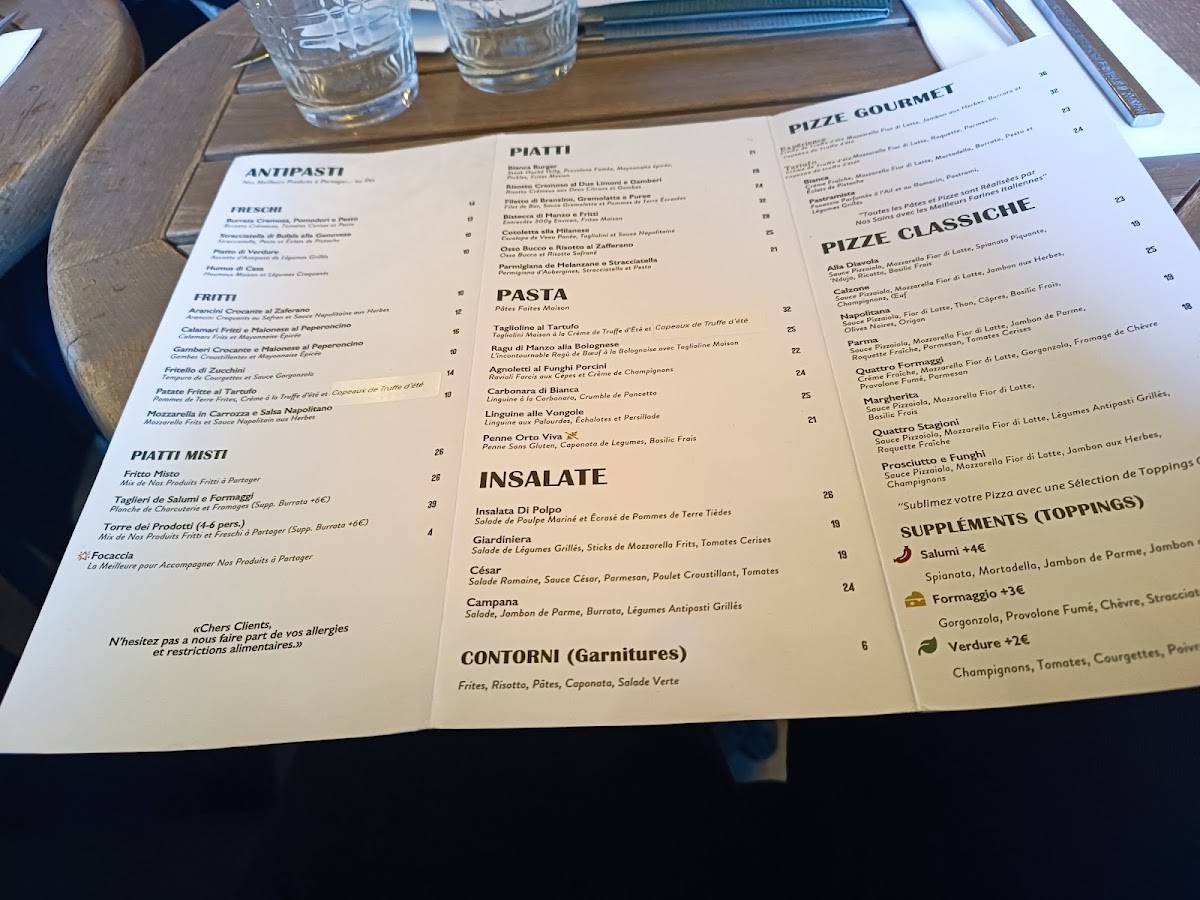 Menu de Bianca