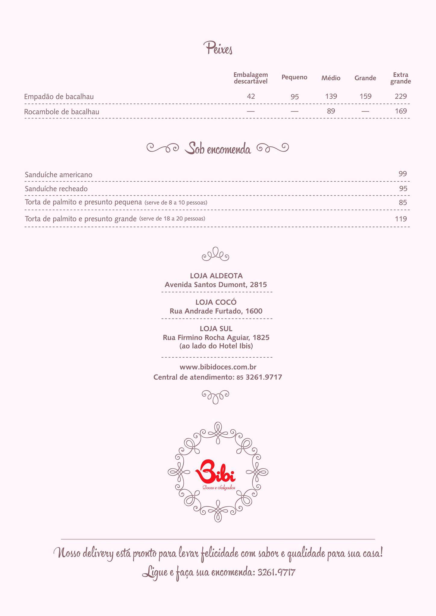 Lili Doces e Salgados cardápio