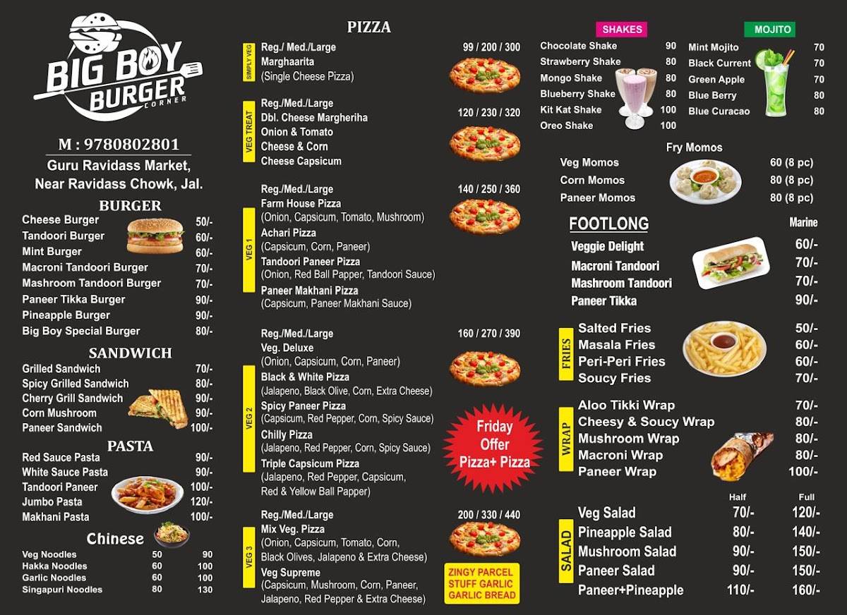 Big Boy Burger Corner menu