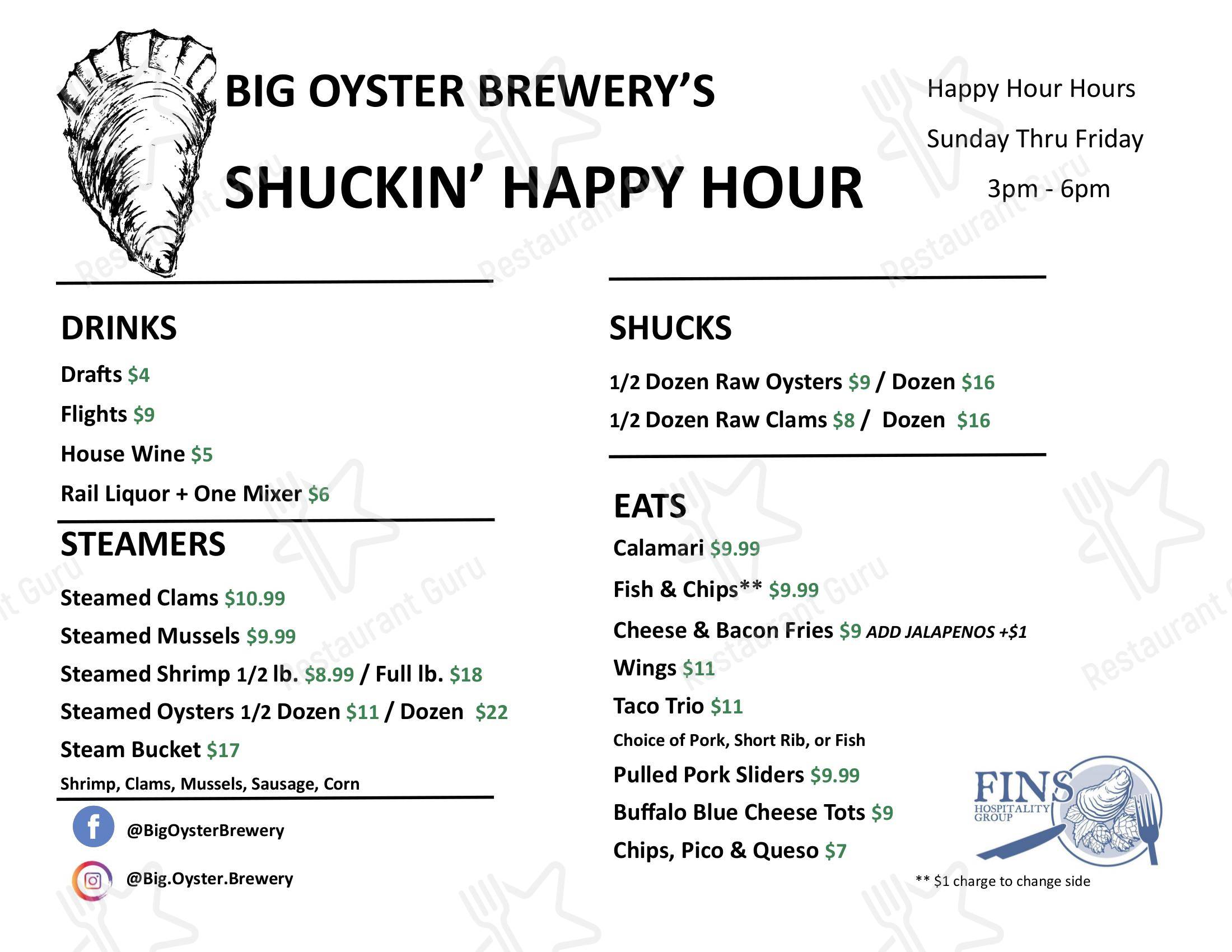 Menu at Big Oyster Brewery pub & bar, Lewes