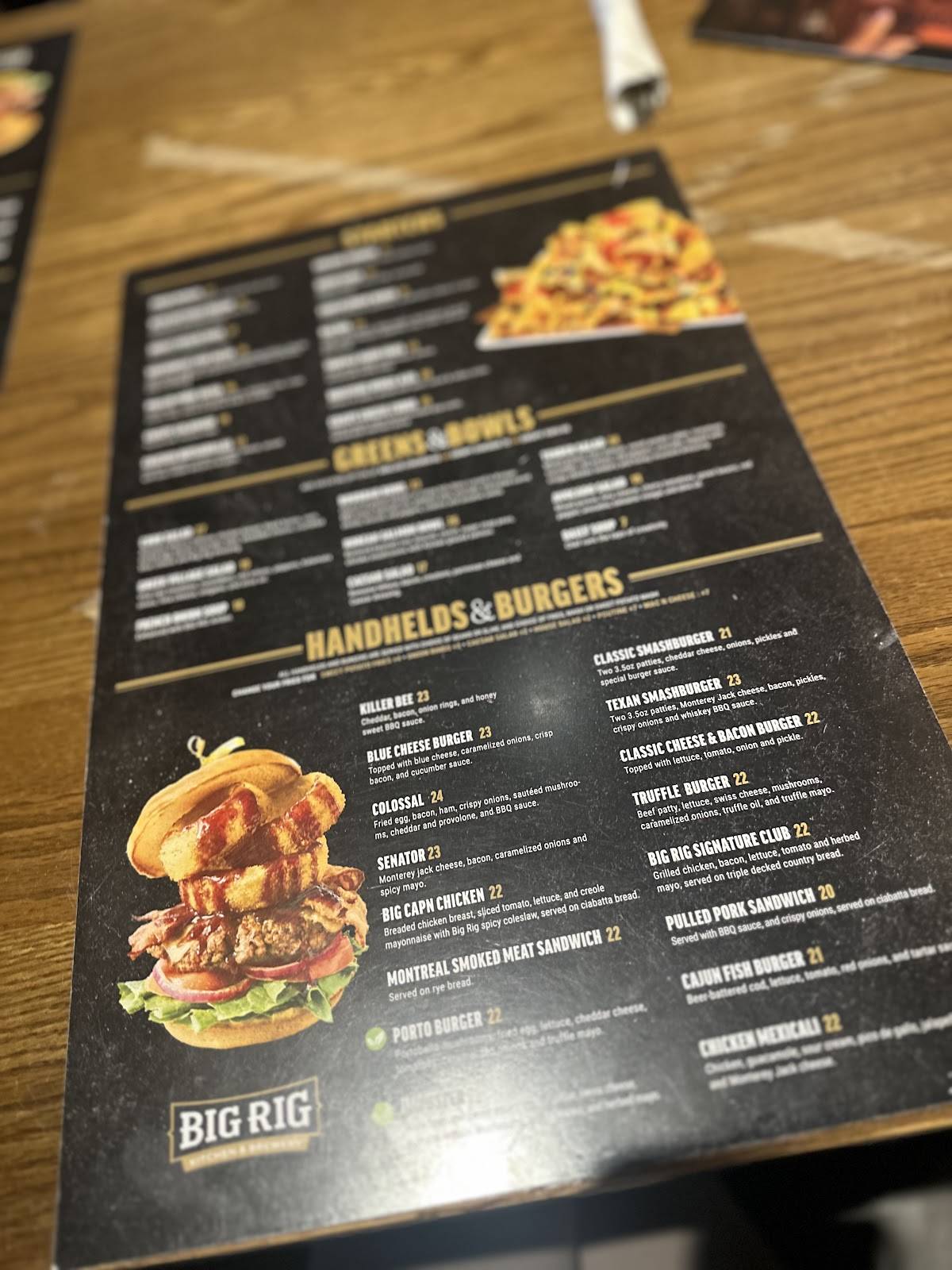 Menu au Big Rig Kitchen & Brewery - Ogilvie restaurant, Ottawa