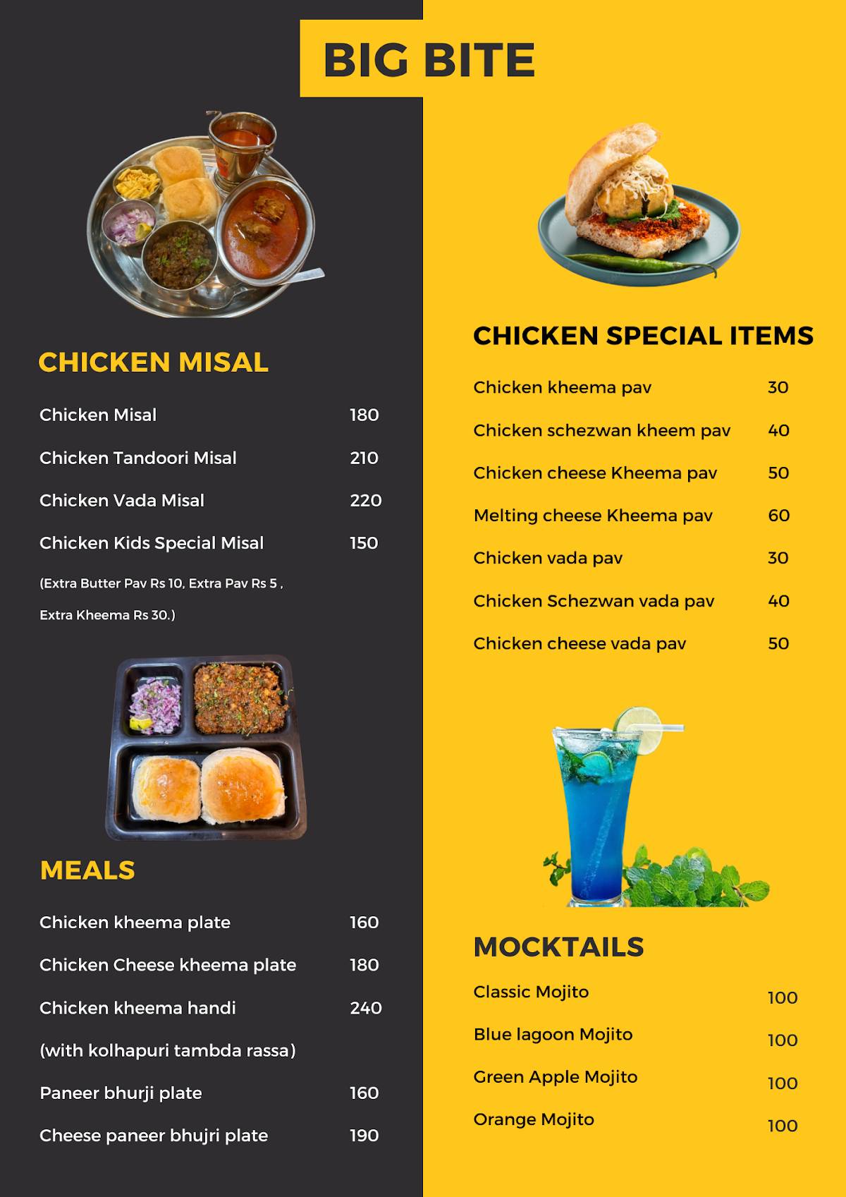 Big bite menu
