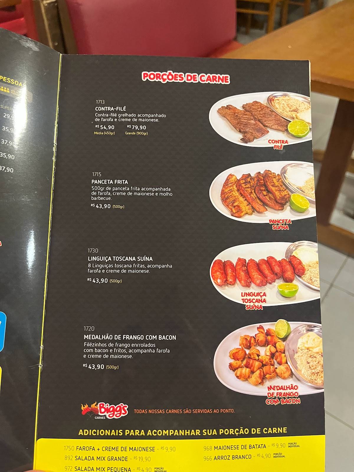 Biggs Lanches e Refeições - Av. Maringá - Aterro Igapó cardápio