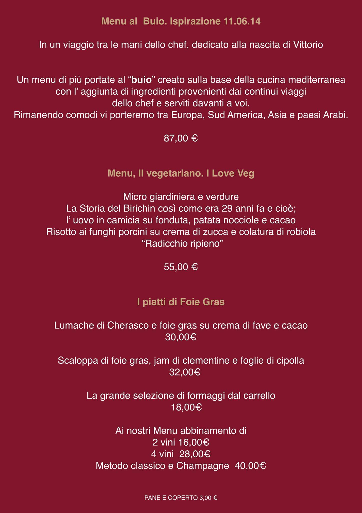 Menu di Ristorante L'Birichin 