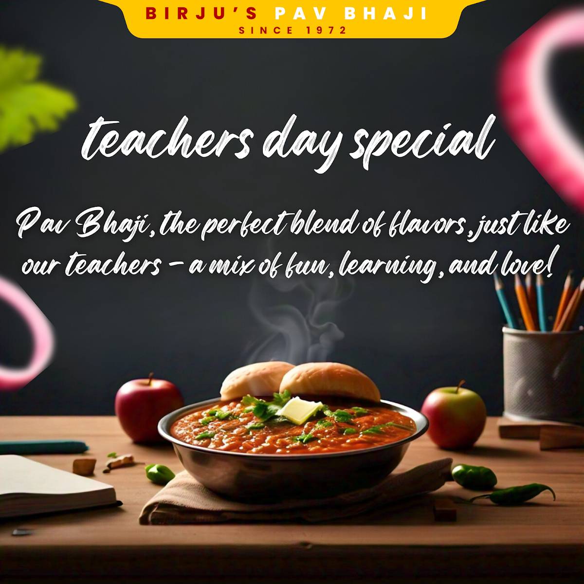 Birju's Pavbhaji menu