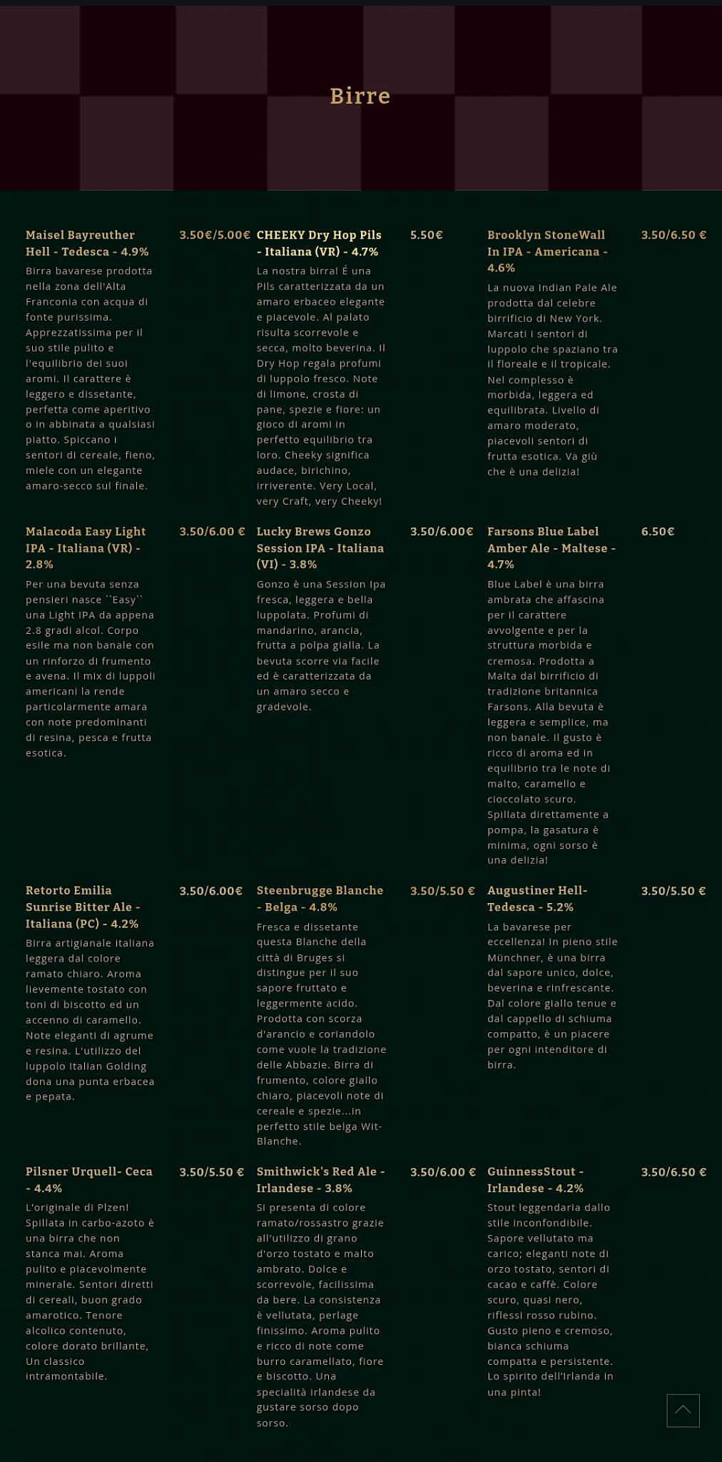 Menu di Birreria Iter 