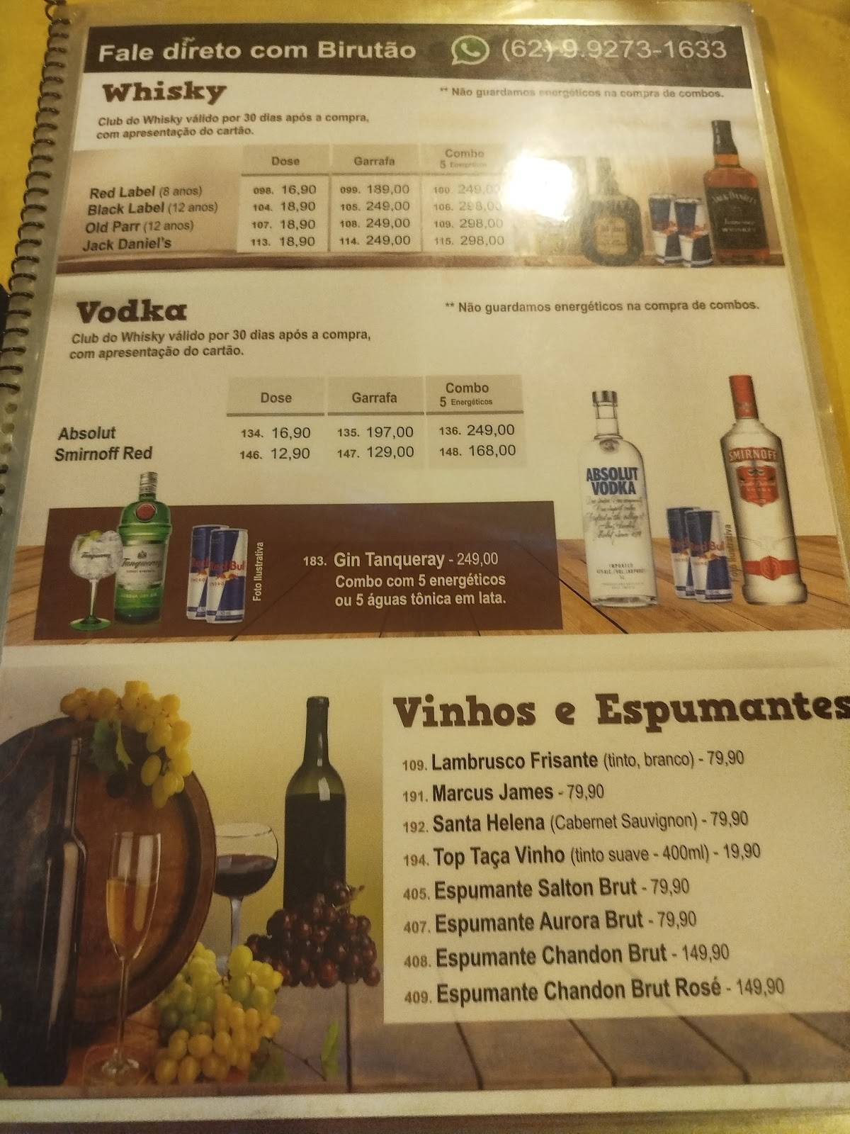 Birutão cardápio