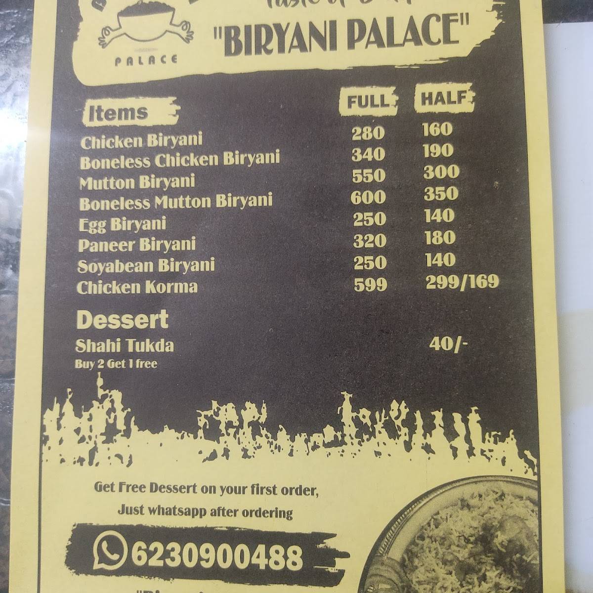 Biryani Palace menu