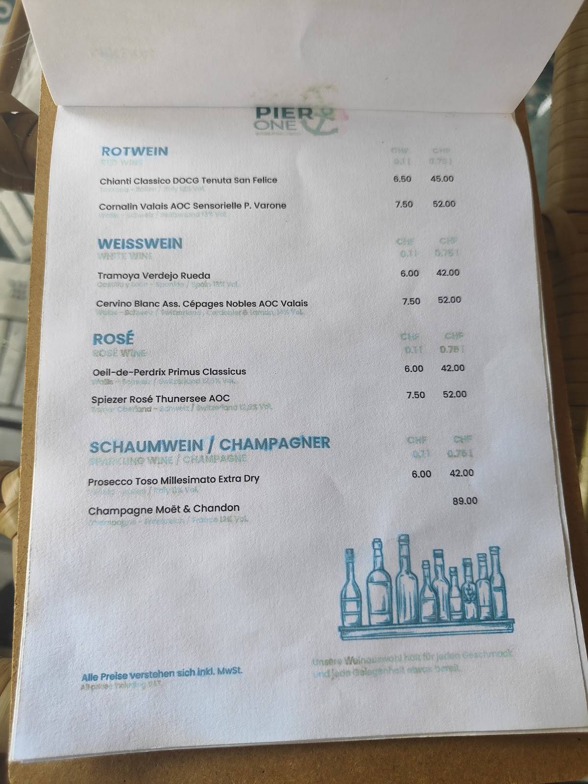 Menu di Bistro Pier One 