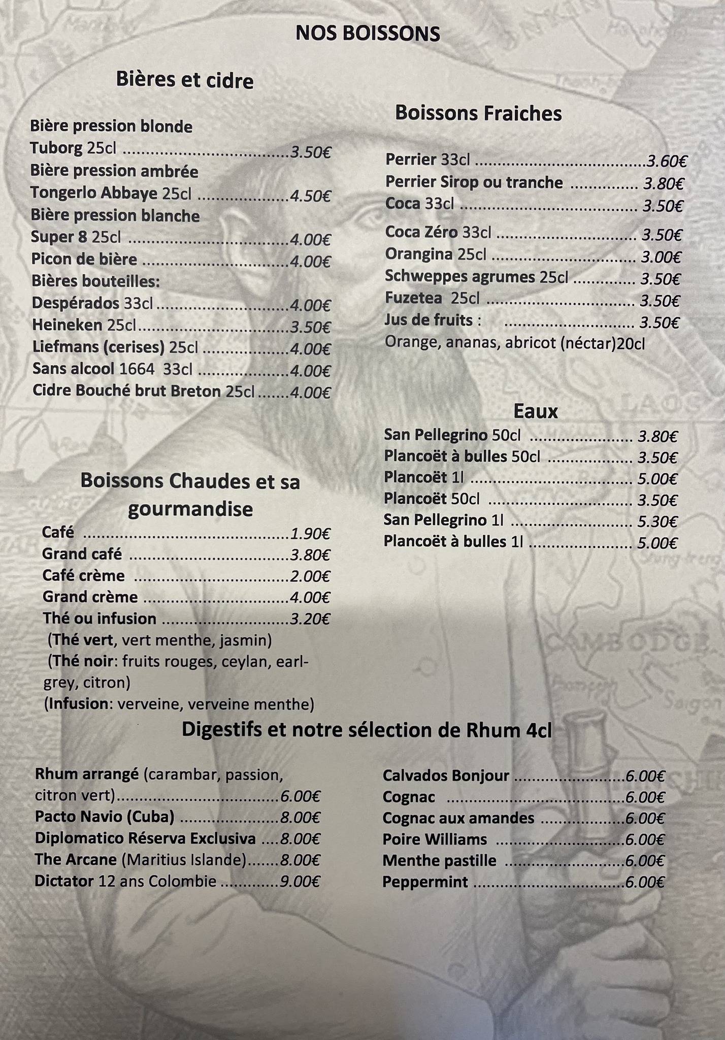 Menu de Bistrot d'Auguste