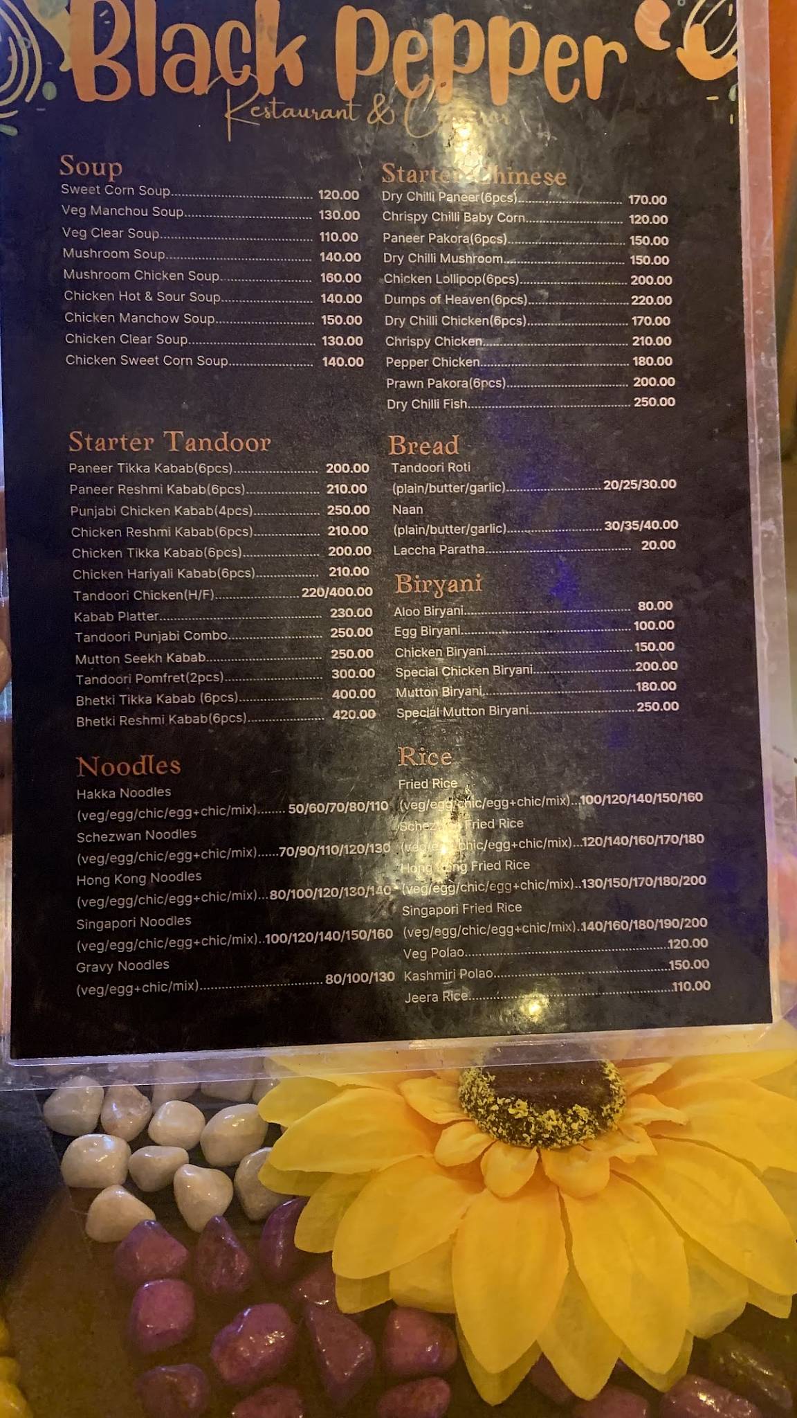 Menu at Black Pepper, Ghuni, Gouranganagar Dhalai Rasta