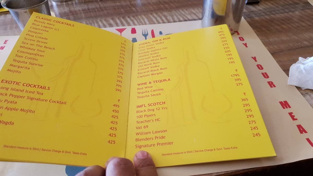 Menu at Black Pepper Restaurant, Dehradun