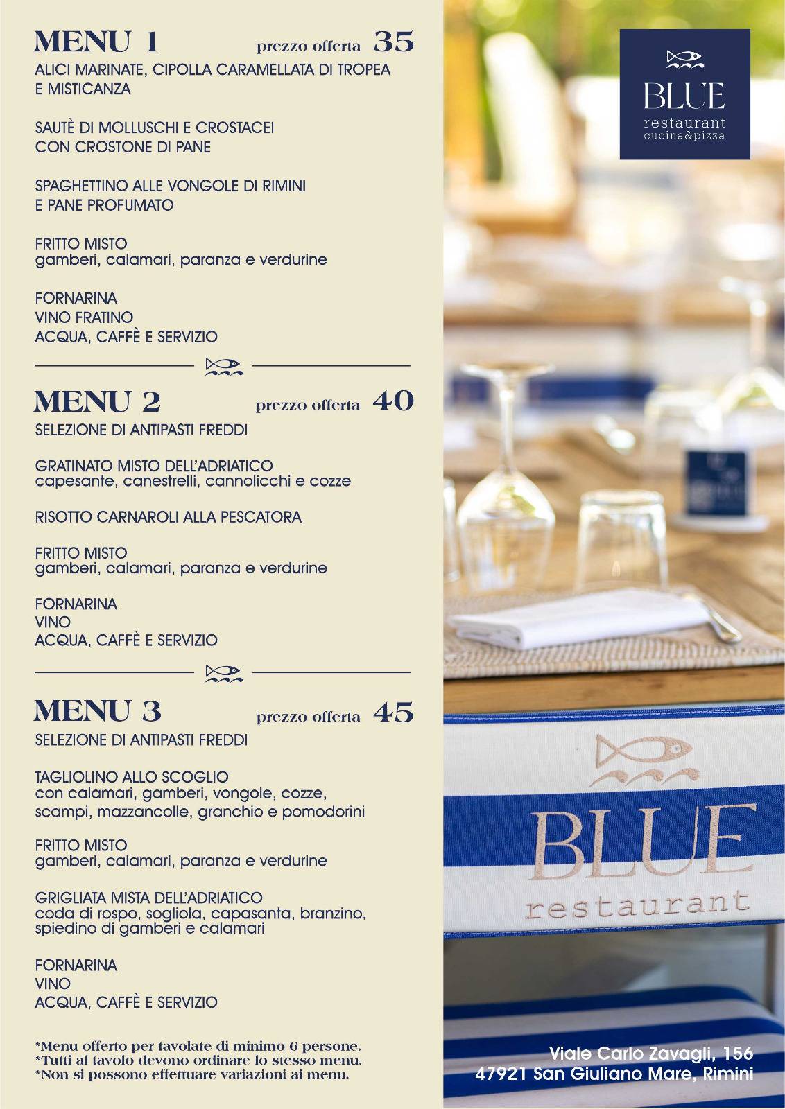 Menu di Blue Restaurant 
