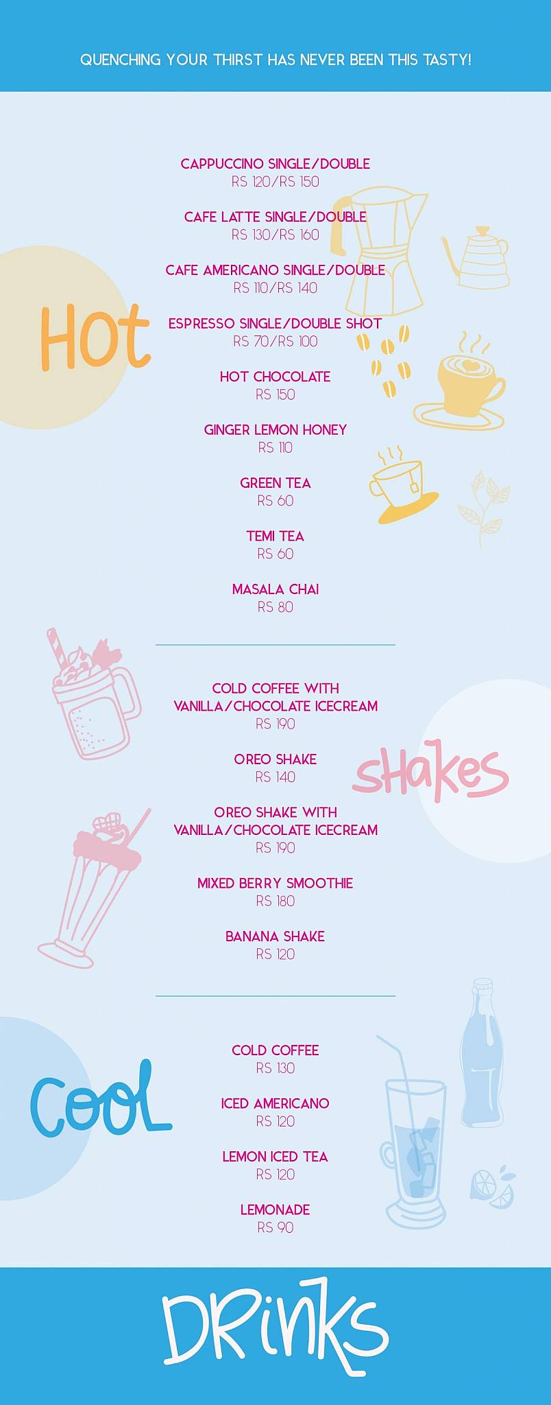 Blue and Yellow menu
