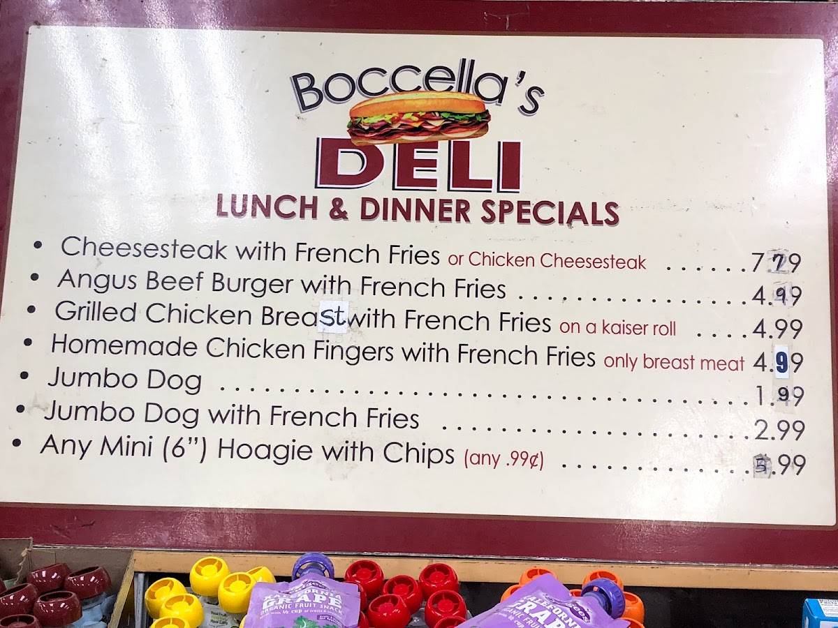 Menu at Boccella's Deli fast food, Havertown