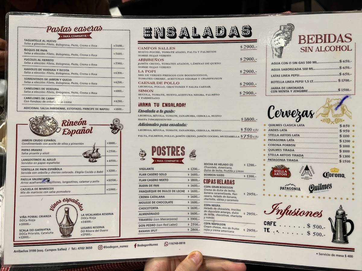 Carta Del Pub Y Bar Bodegon Nu Ez Buenos Aires Arribe Os