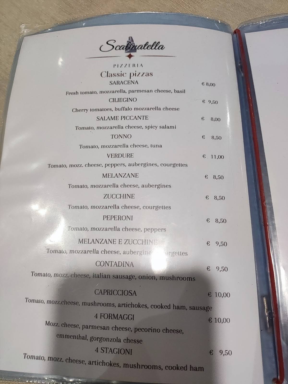 Menu di Pizzeria - Ristorante Scalinatella 