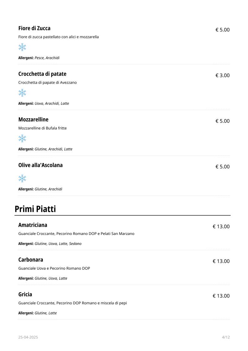 Menu di Bompiani Trattoria 