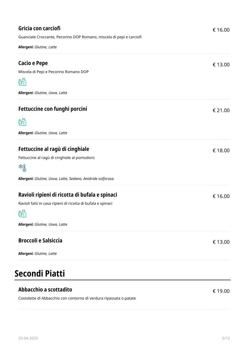 Menu di Bompiani Trattoria 