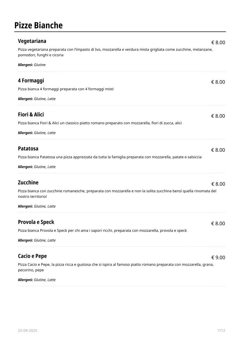 Menu di Bompiani Trattoria 