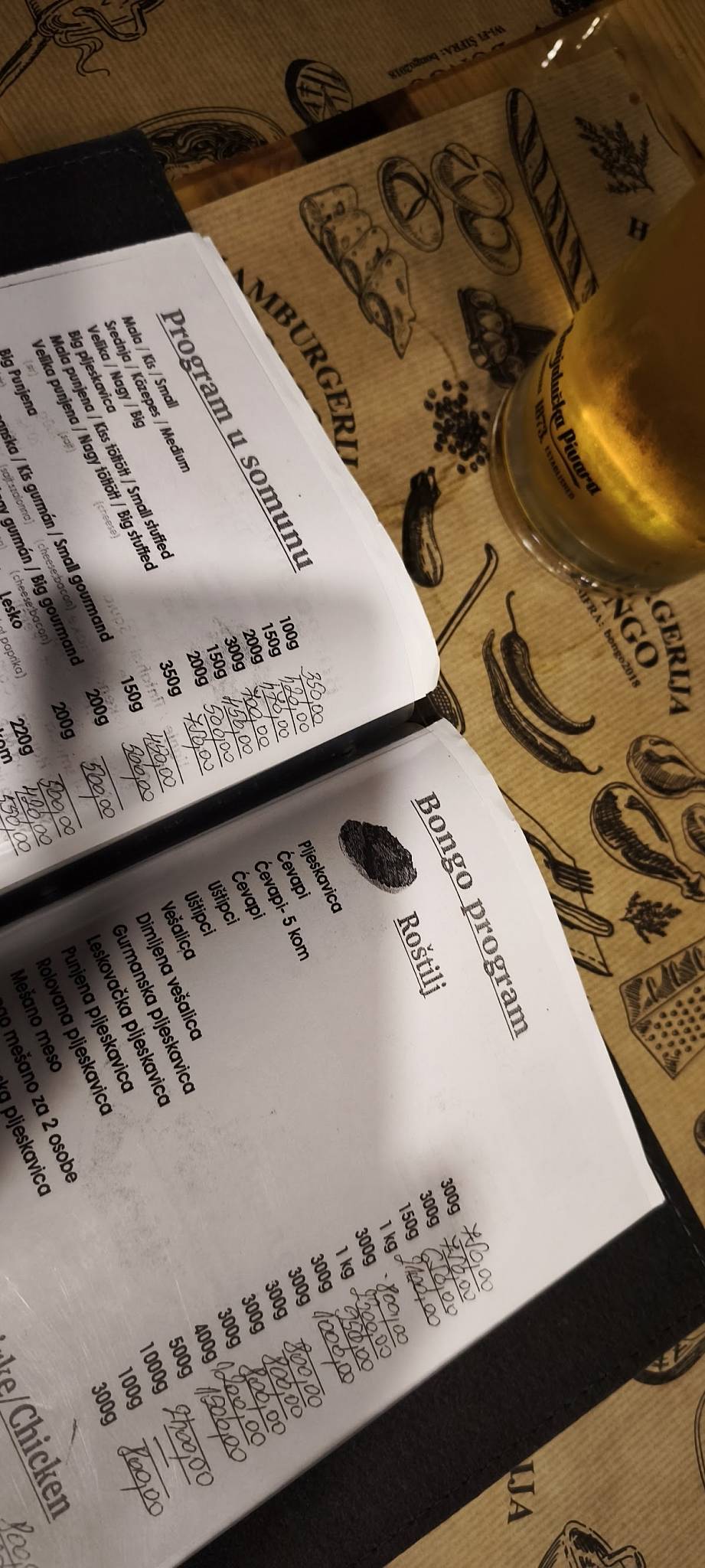 Menu de Bongo
