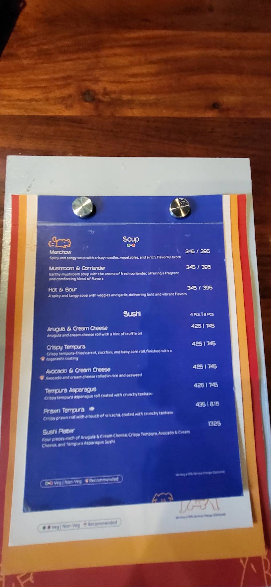 Bonkey's menu
