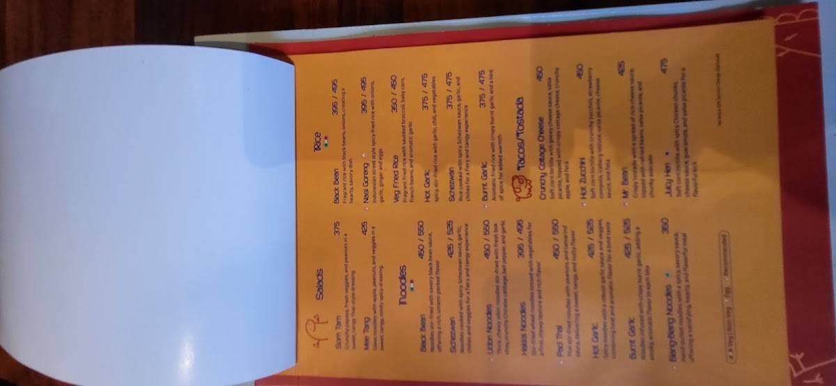 Bonkey's menu