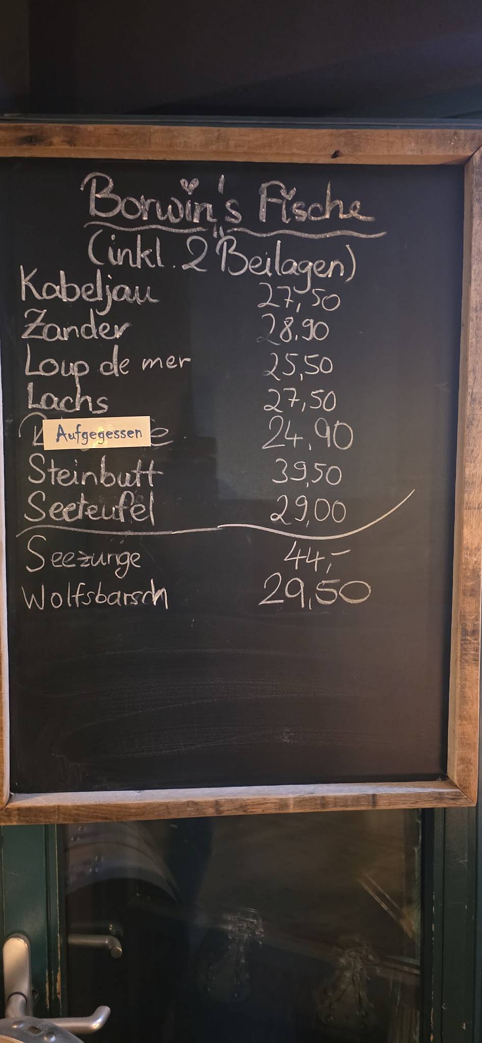 Menu de Borwin - Hafenrestaurant