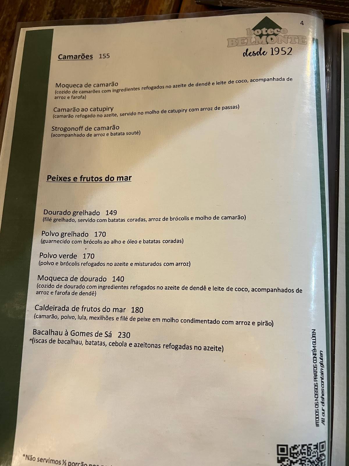 Menu Em Boteco Belmonte Restaurante Rio De Janeiro Av Atl Ntica