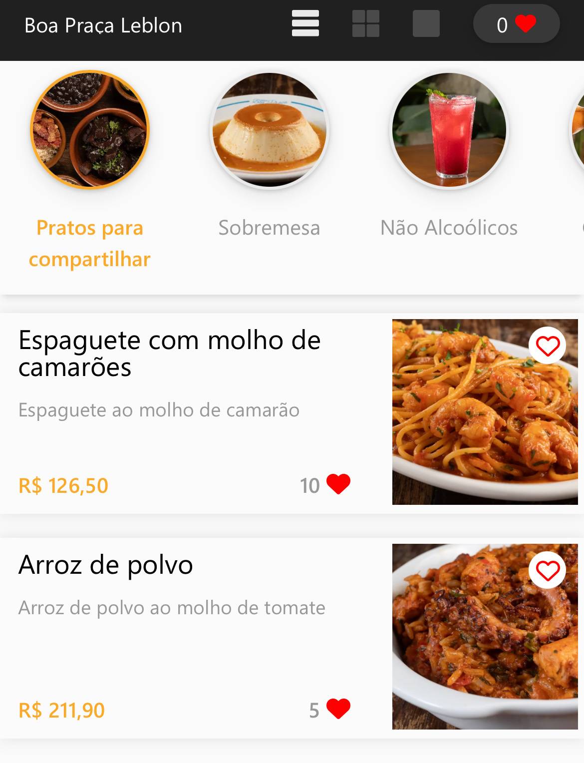 Boa Praça cardápio