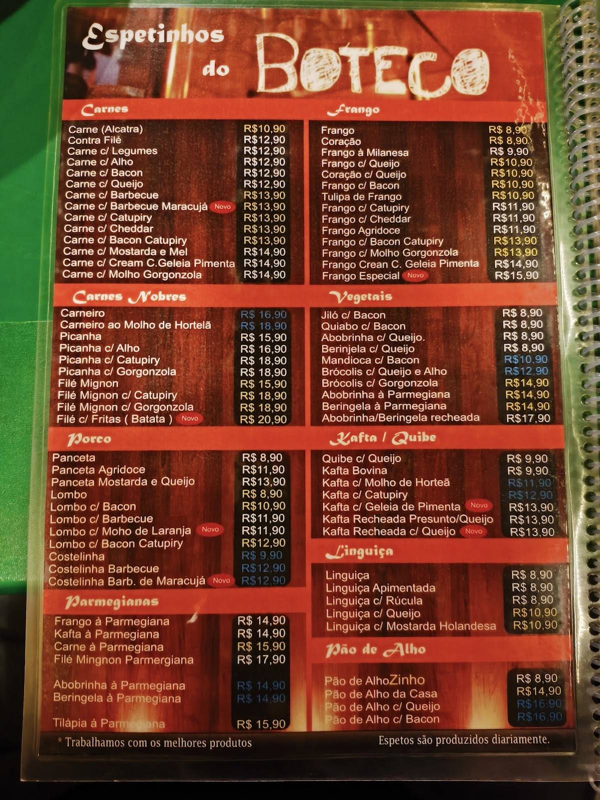 Boteco de Casa cardápio