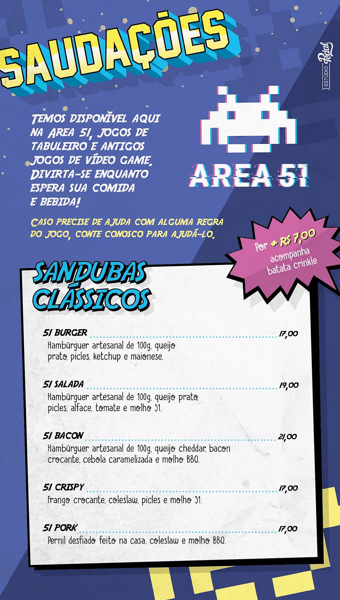 Area 51 cardápio