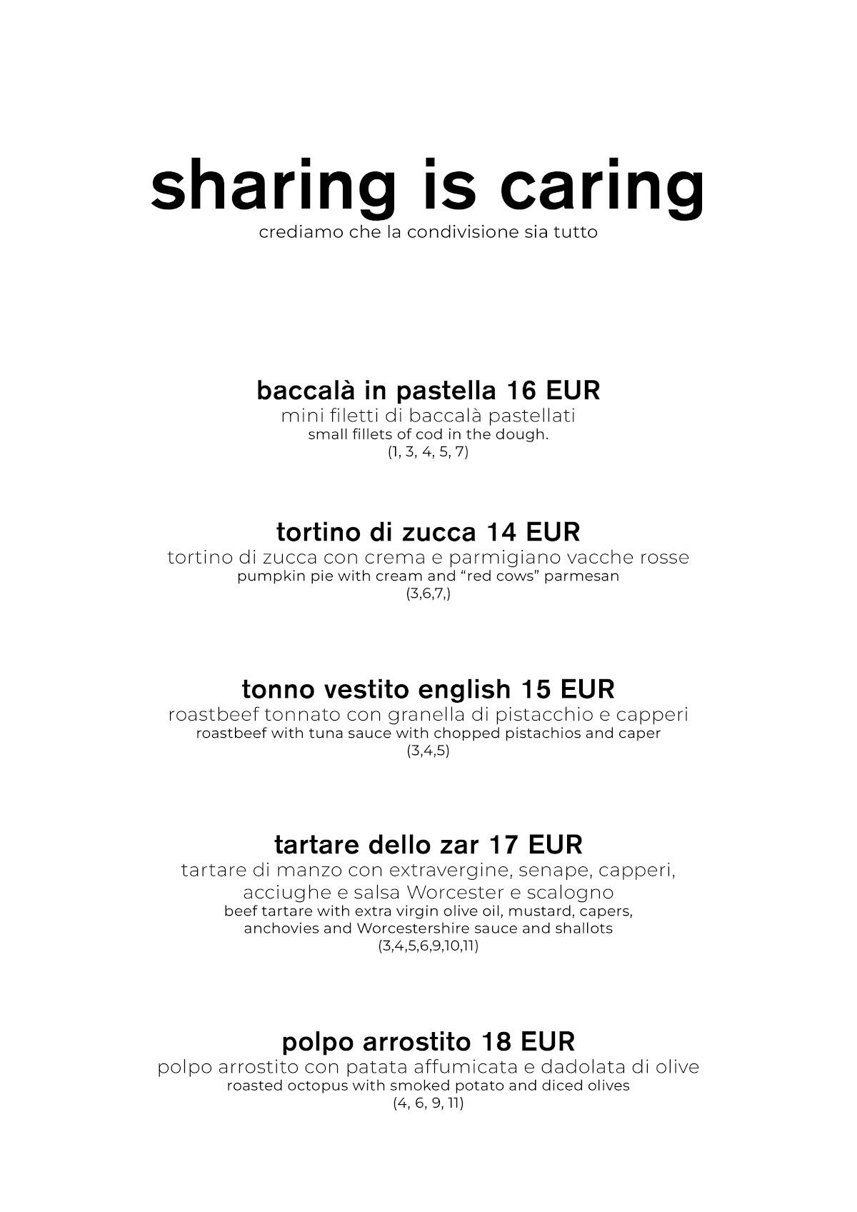 Menu di Nozza Restaurant 