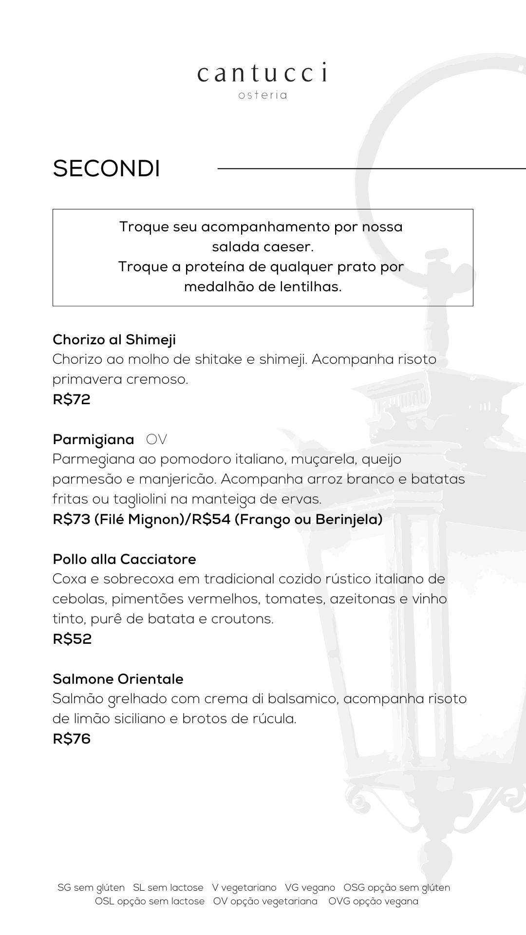 Cantucci Osteria Águas Claras cardápio