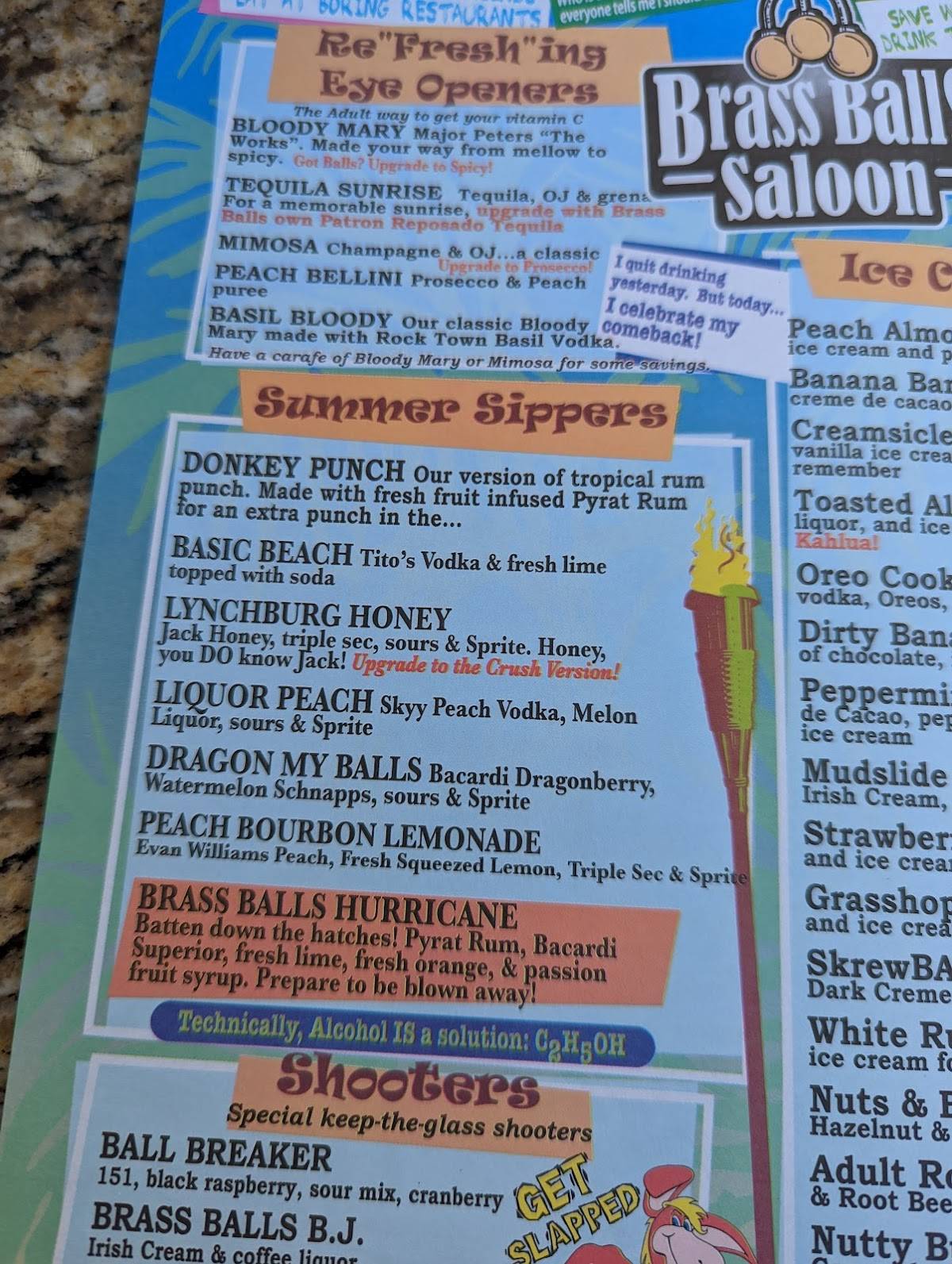 Brass Balls Saloon Ocean City Maryland Menu - jn2jpra