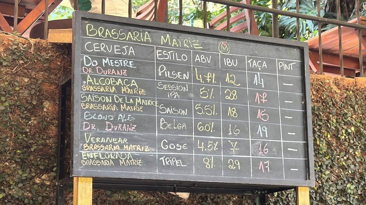 Brassaria Matriz cardápio