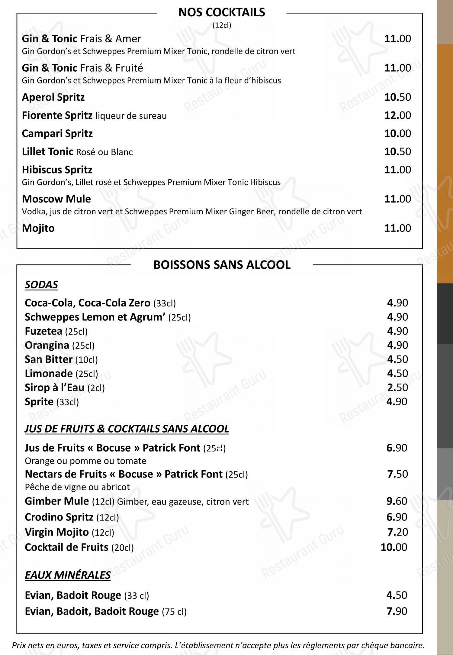 Brasserie L'Ouest - Bocuse dans Lyon - Коктейльная карта