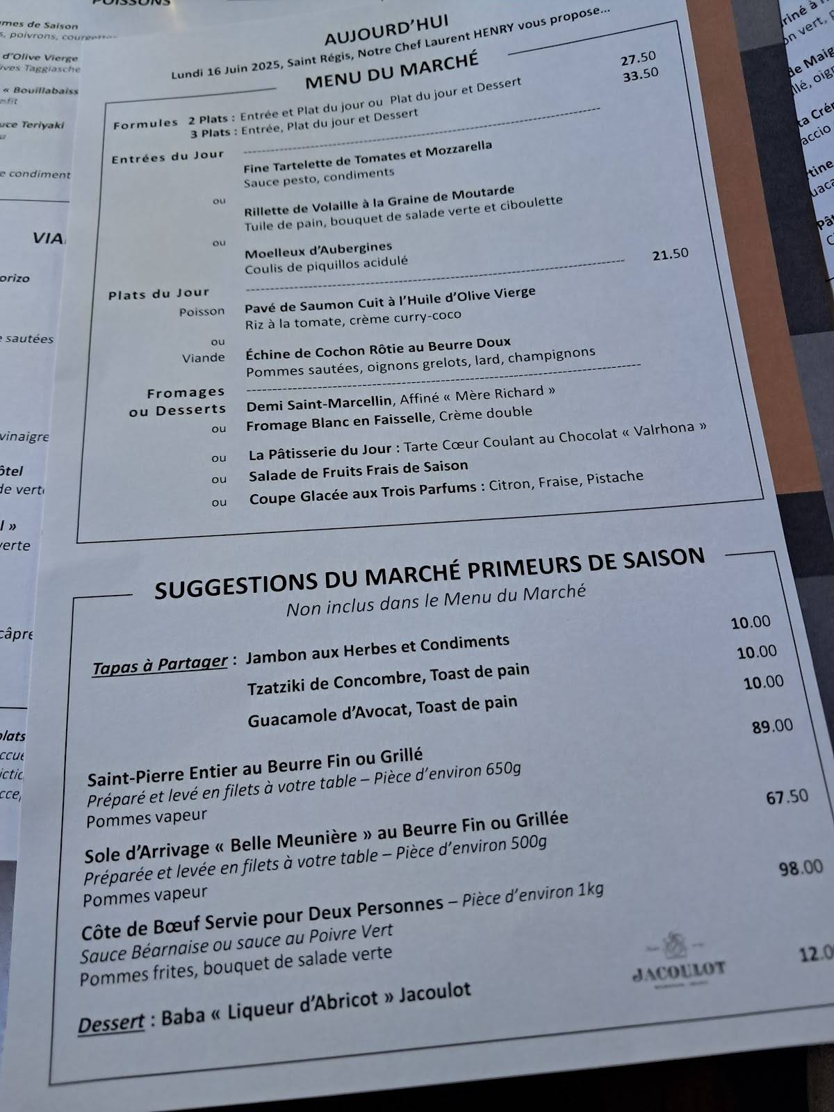 Menu de Brasserie L'Ouest - Bocuse