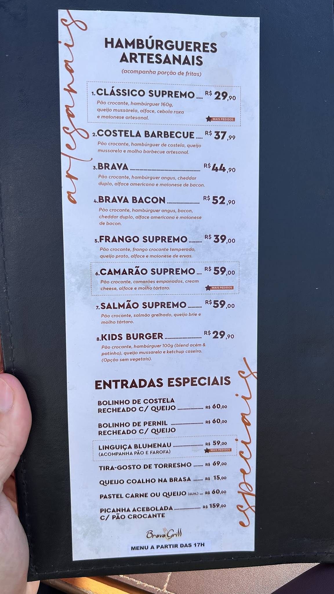 Brava Grill cardápio