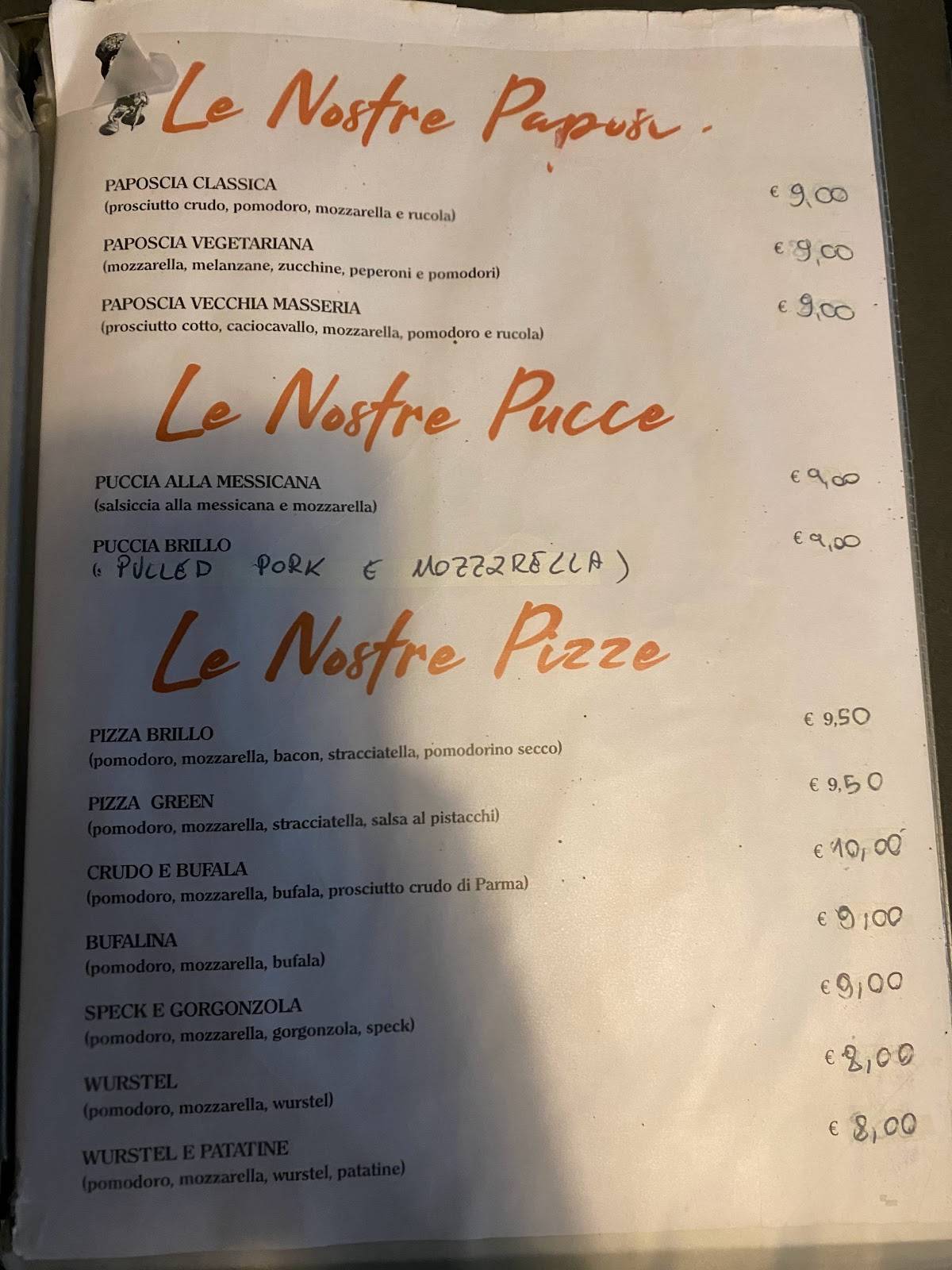Menu di Brillo Parlante 